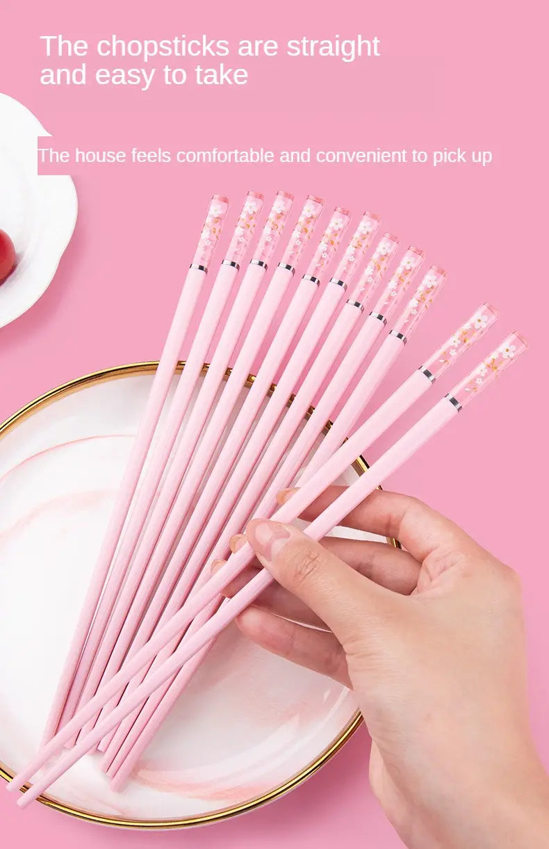 Pink Sakura Amber Reusable Fiberglass Chopsticks (1 Pair)