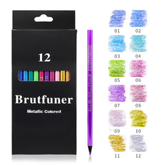 12 Colors Metallic Colored Pencils Art Supplies Set