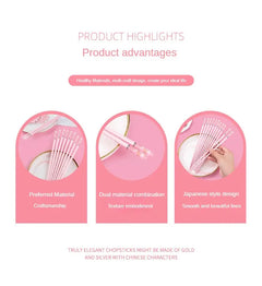 Pink Sakura Amber Reusable Fiberglass Chopsticks (1 Pair)