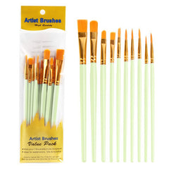 10-Piece Pearl Color Plastic Paint Brush Set