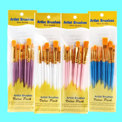 10-Piece Pearl Color Plastic Paint Brush Set