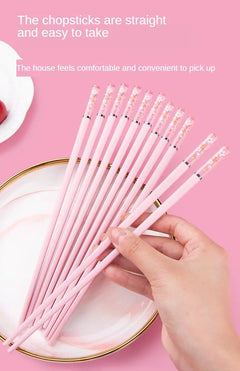 Pink Sakura Amber Reusable Fiberglass Chopsticks (1 Pair)
