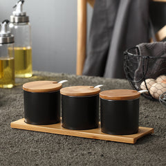 Nordic Ceramic Spice Jar Set for Kitchen Use