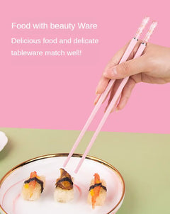 Pink Sakura Amber Reusable Fiberglass Chopsticks (1 Pair)