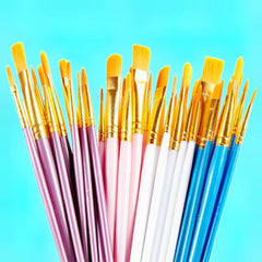 10-Piece Pearl Color Plastic Paint Brush Set