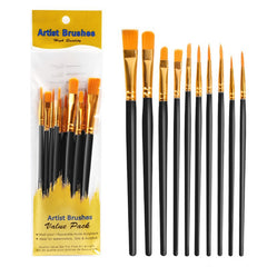10-Piece Pearl Color Plastic Paint Brush Set