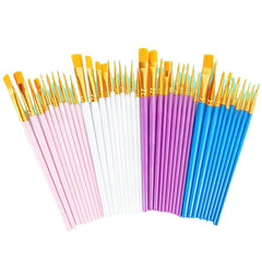 10-Piece Pearl Color Plastic Paint Brush Set