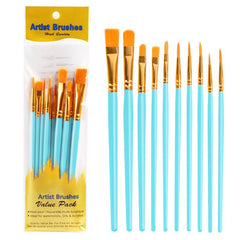 10-Piece Pearl Color Plastic Paint Brush Set
