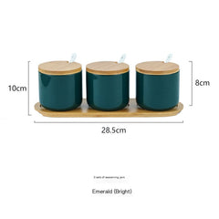 Nordic Ceramic Spice Jar Set for Kitchen Use