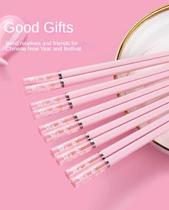 Pink Sakura Amber Reusable Fiberglass Chopsticks (1 Pair)