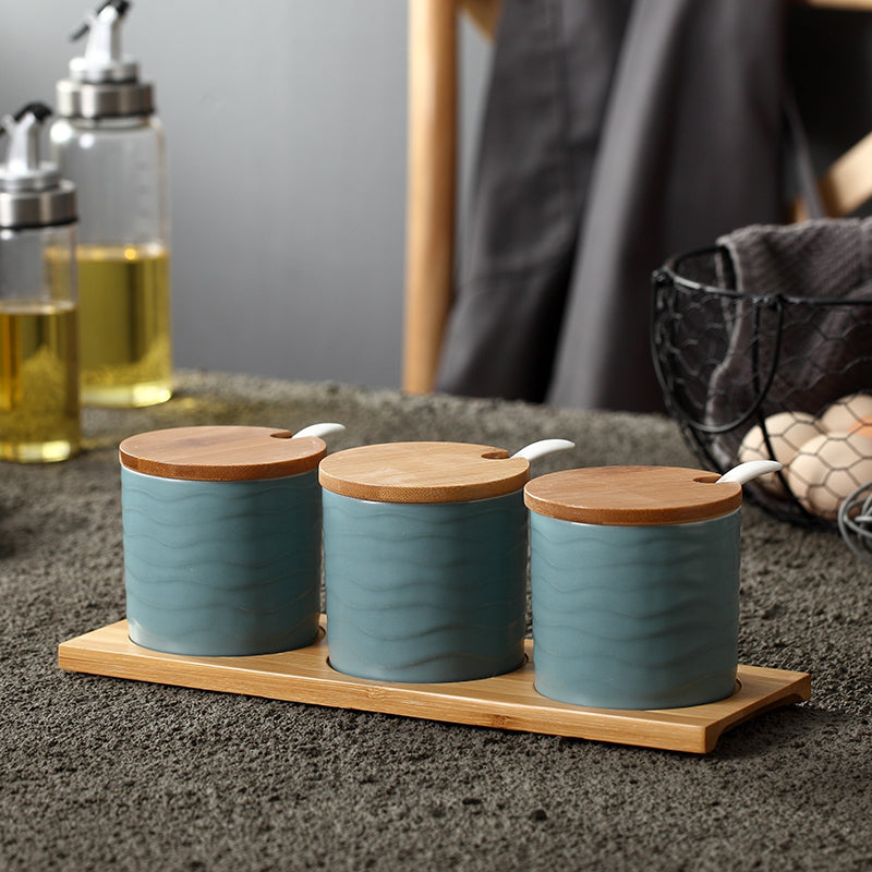 Nordic Ceramic Spice Jar Set for Kitchen Use