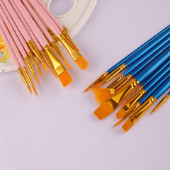 10-Piece Pearl Color Plastic Paint Brush Set
