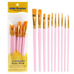 10-Piece Pearl Color Plastic Paint Brush Set