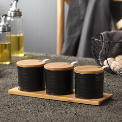 Nordic Ceramic Spice Jar Set for Kitchen Use